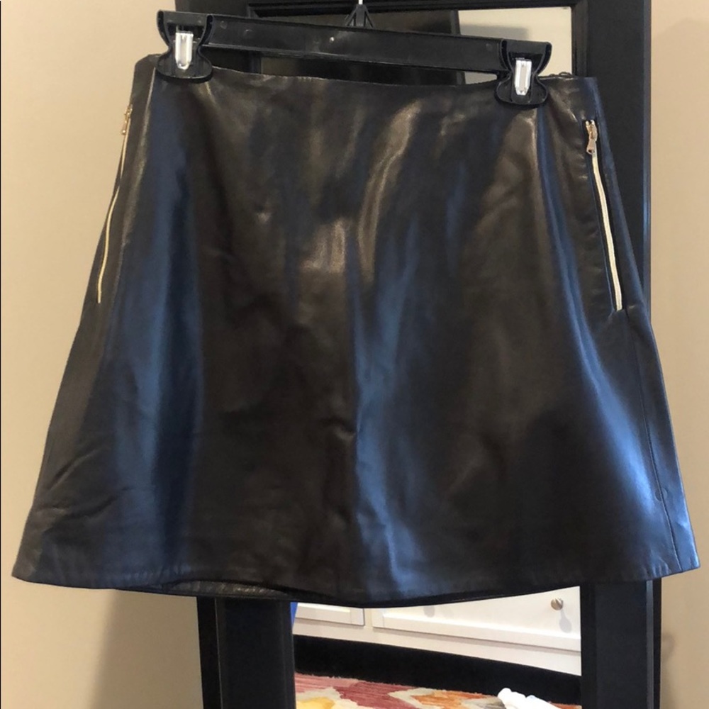 L’Angence black leather mini skirt